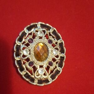 Brown Ribbon Gothic Gemstone Brooch